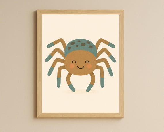 Cute Spider Wall Art Bug Nursery Decor Adorable Insect For Kids Room Toddler Spaces
