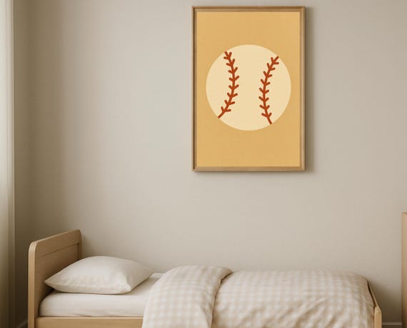 Baseball Wall Art Sports Nursery Decor Minimalist Kids Room Poster Instant