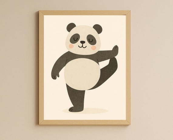 Yoga Panda Wall Art From Hobby Animal Series For Nursery Kids Room