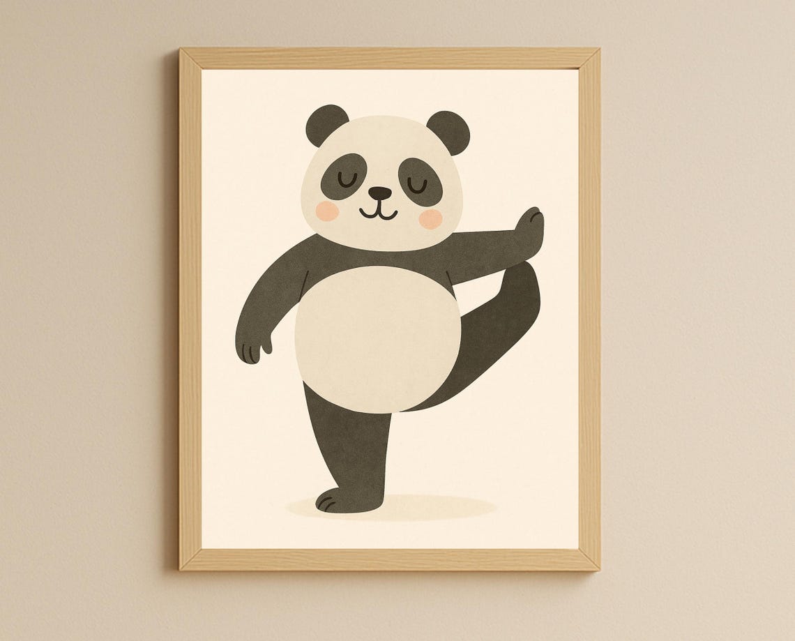 Yoga Panda Wall Art From Hobby Animal Series For Nursery Kids Room