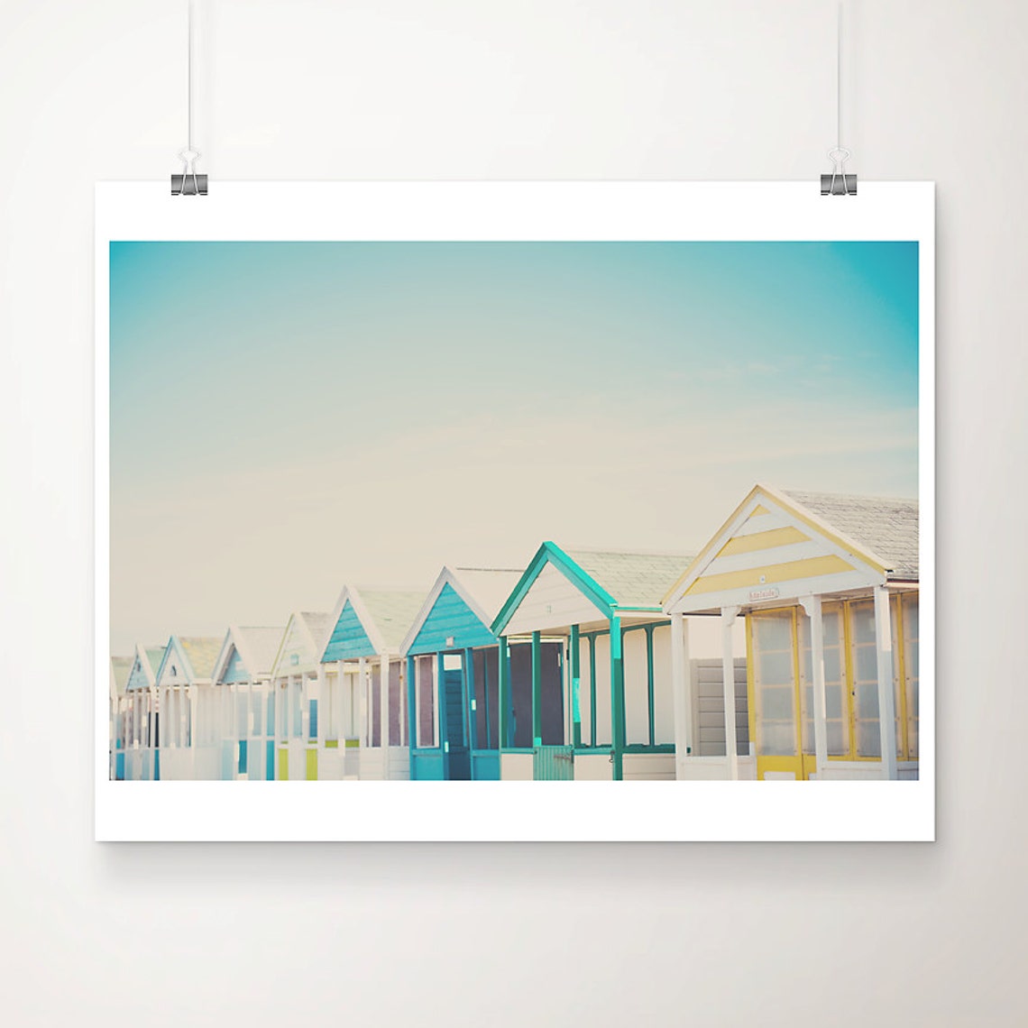 Colorful Southwold Beach Huts Pastel English Seaside Photo Poster