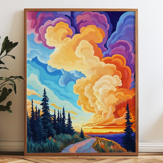 Colorful Sunset Cloudscape Art Print Vibrant Nature Landscape