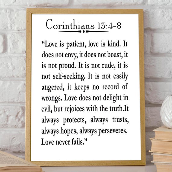 1 Corinthians 13:4-8 Wedding Reading Art Print