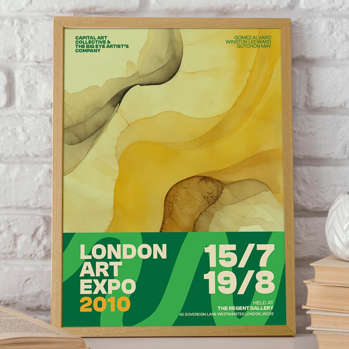 Green And Yellow Abstract Watercolor Design By Capital Art Collective London Art Expo 2010 Event Poster Contemporary Art Gallery Print - Image 2