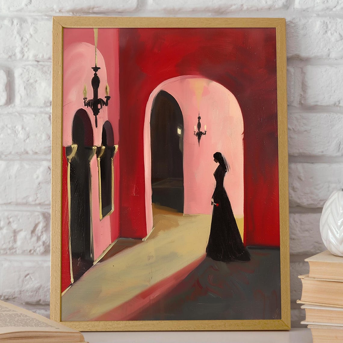 Mysterious Corridor Art Print Woman Art Gothic Mansion Decor Victorian Style Art Woman Print Home Decor Poster Or Print - Image 2