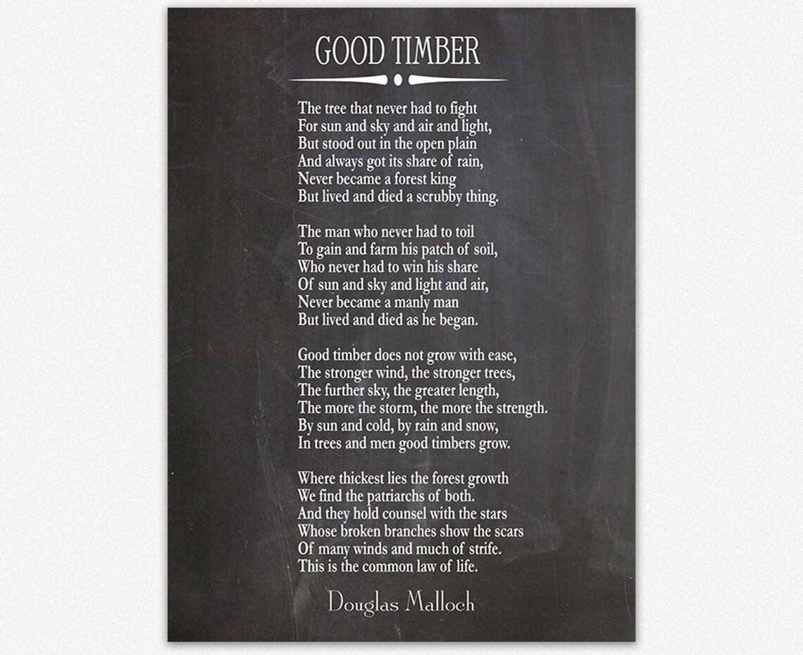 Good Timber Poem By Douglas Mallock, Art Print - Image 2