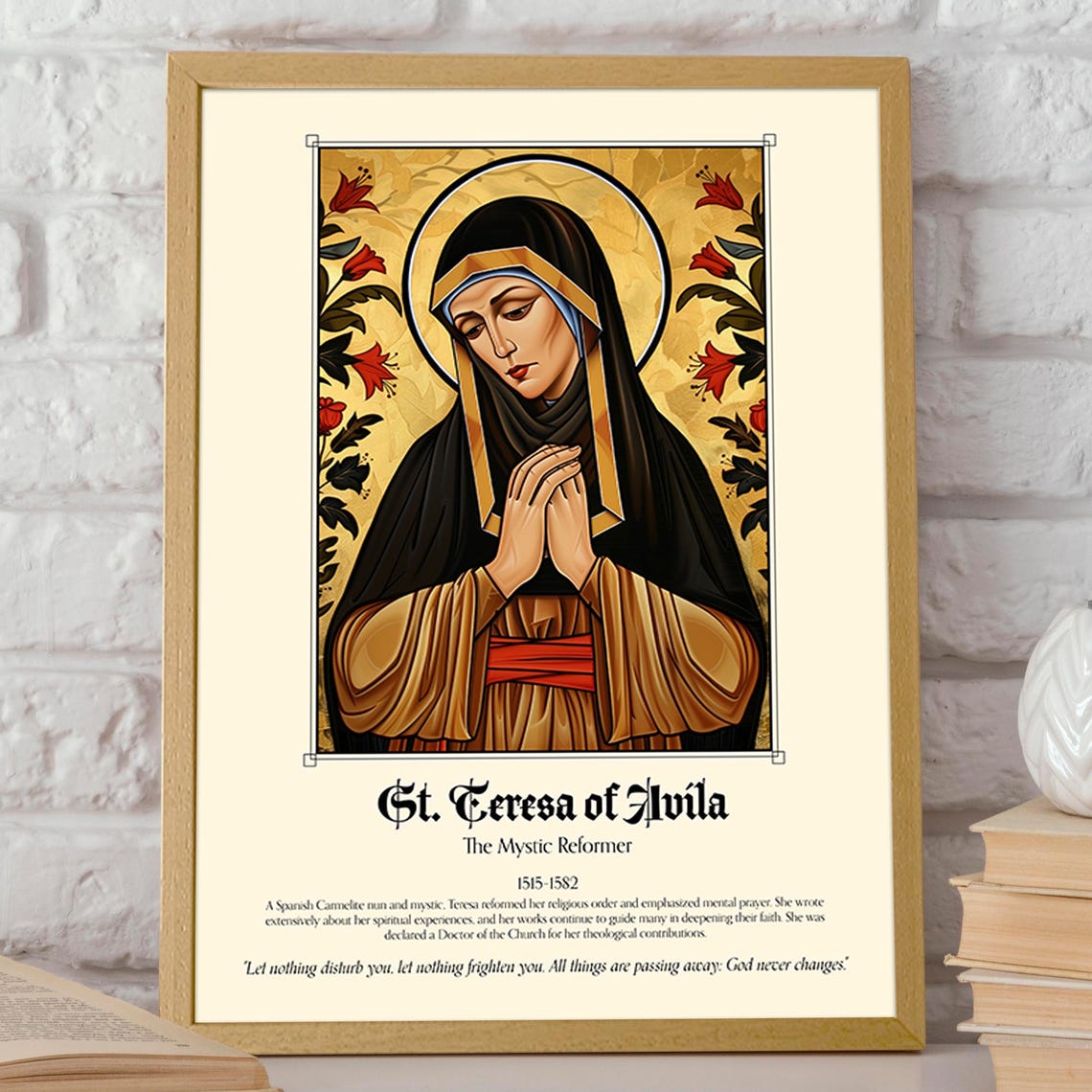 St Teresa Of Vila Mystic Reformer Wall Art Carmelite Saint Spanish Nun Religious Doctor Of The Church Portrait Poster Or Print - Image 2