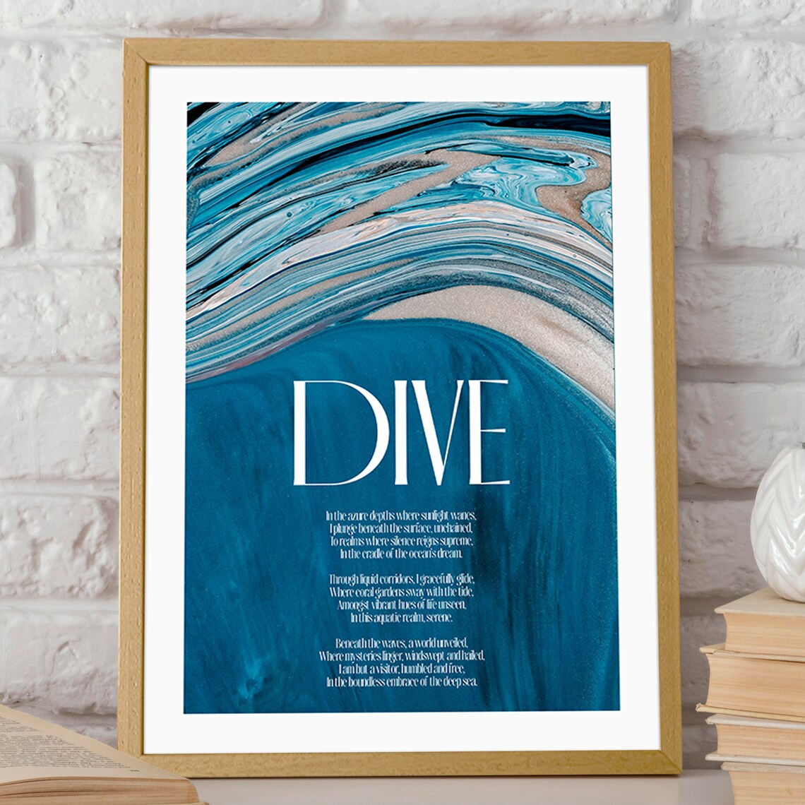 Dive Abstract Ocean Poster, Coastal Decor - Image 2