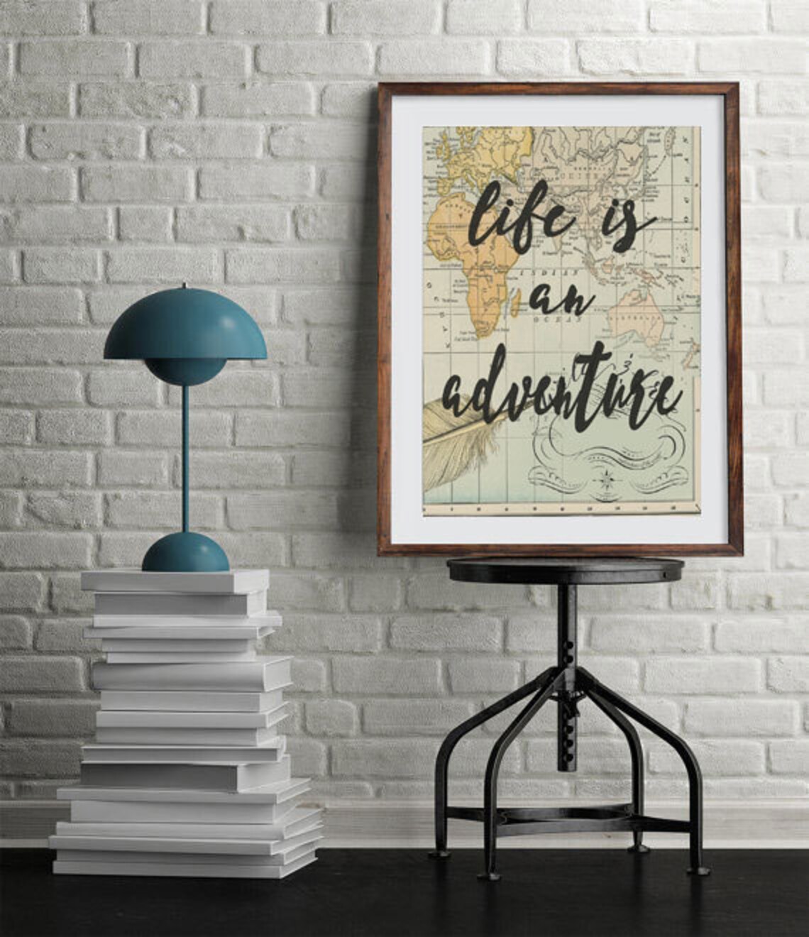 Life Adventure Quote Map Travel Art Print - Image 2