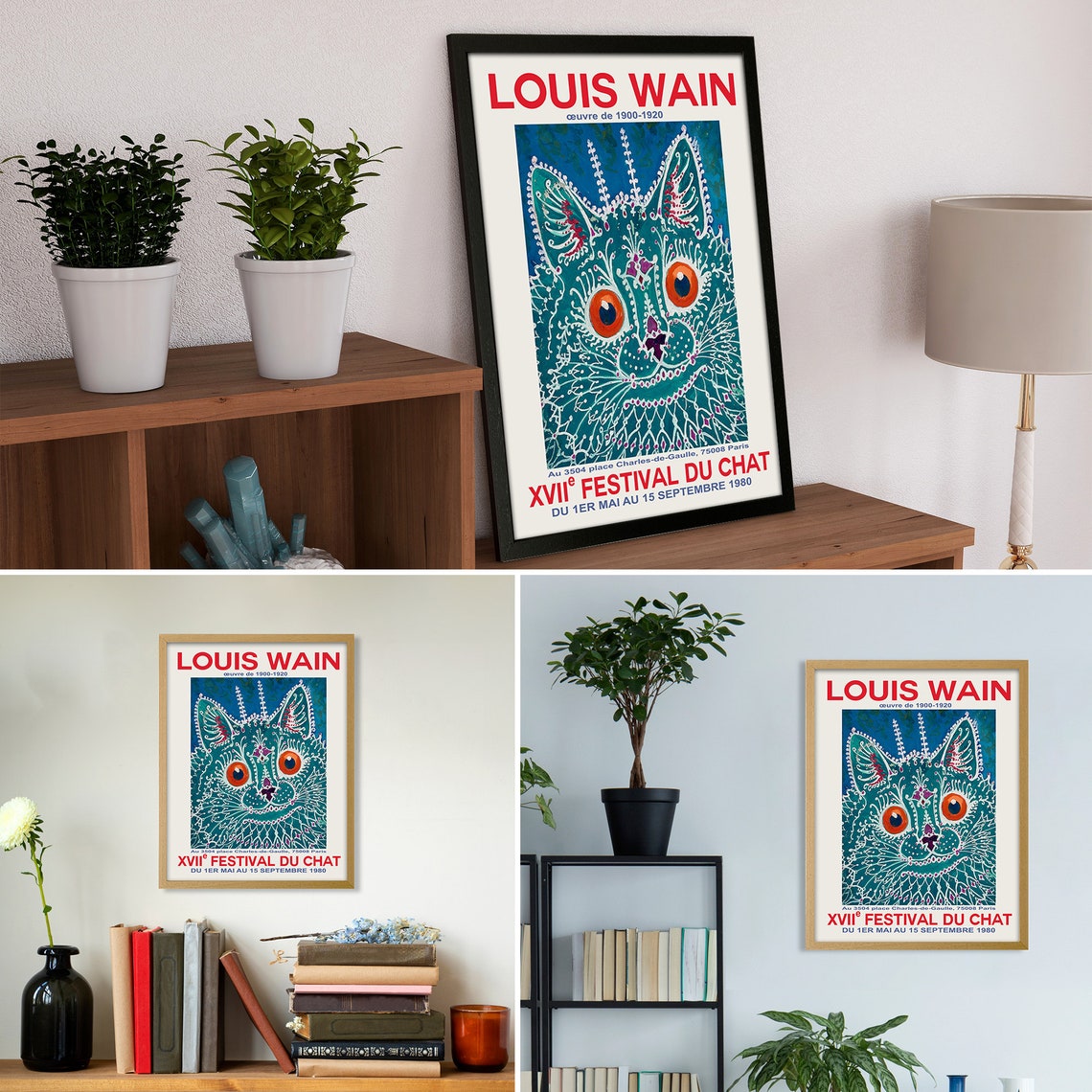 Purrfect Nostalgia Vintage Louis Wain Cat Framed Poster Rare 1980 Cat Festival Art Print Limited Edition Collectors Piece Room Decor - Image 2