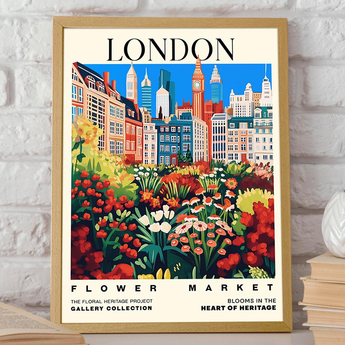 London Flower Market Poster British Floral And Cityscape Wall Art English Garden Travel Inspired Wall Decor Poster Or Print - Image 2