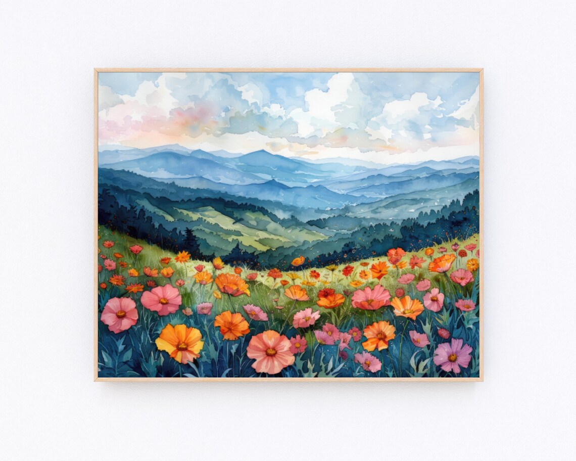 Blue Ridge Parkway Watercolor Art Print, North Carolina