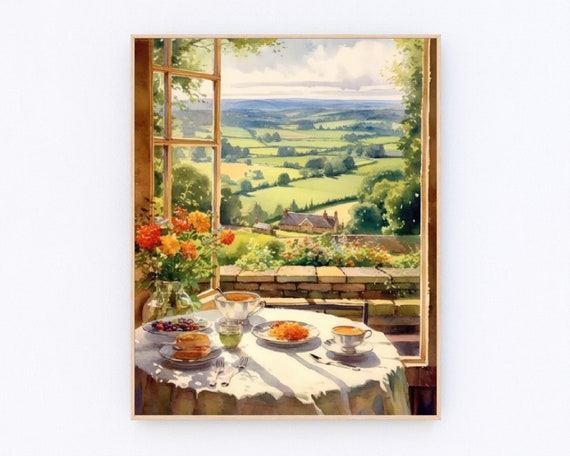 The Open Window Matisse Painting Kitchen Watercolor Print England Village Painting Coffee Painting Europen Landscape Print P650