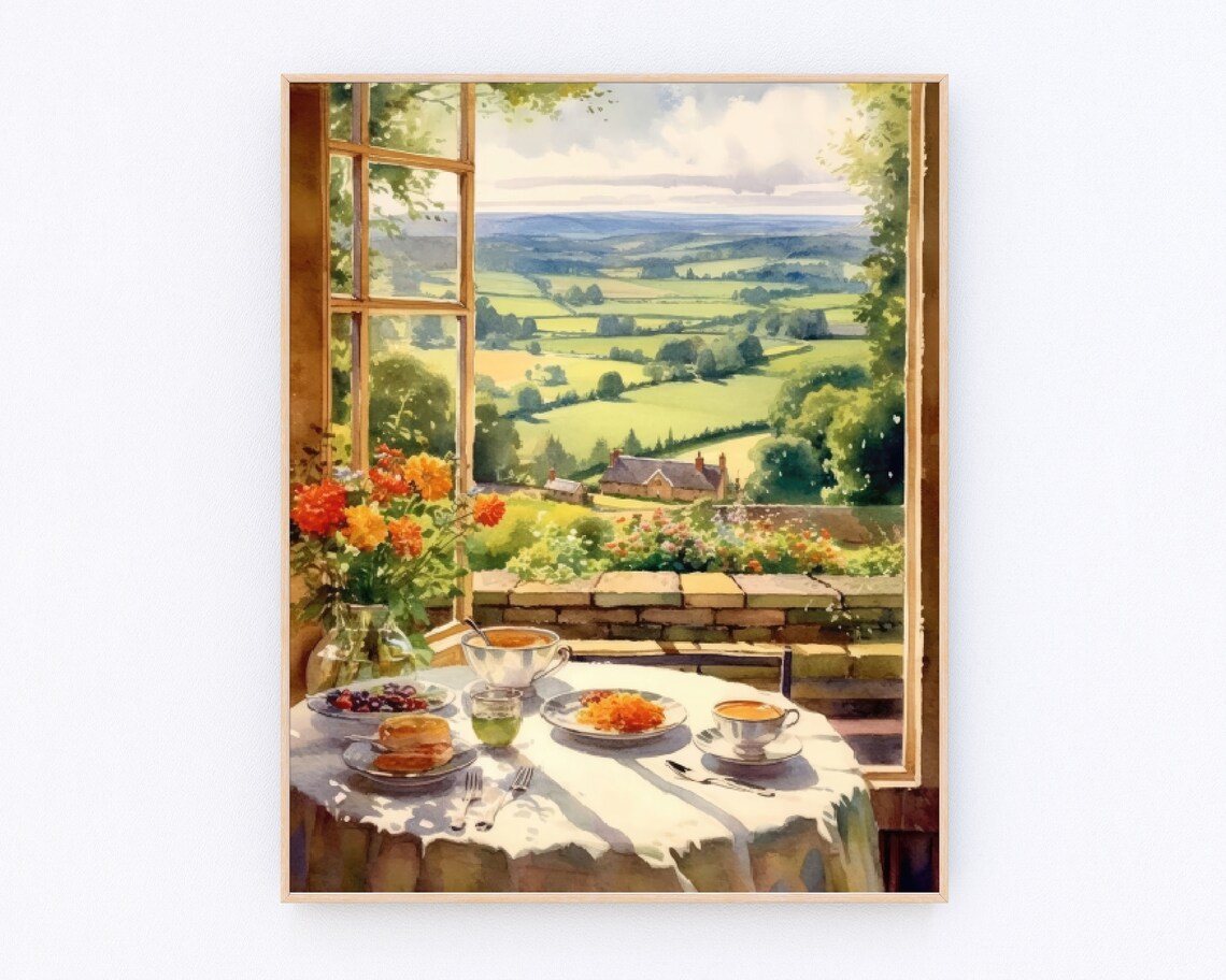 The Open Window Matisse Painting Kitchen Watercolor Print England Village Painting Coffee Painting Europen Landscape Print P650