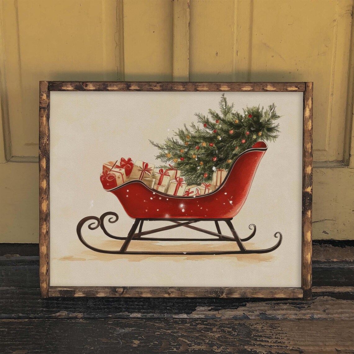 Santa's Sleigh Vintage Style Holiday Decor - Image 2
