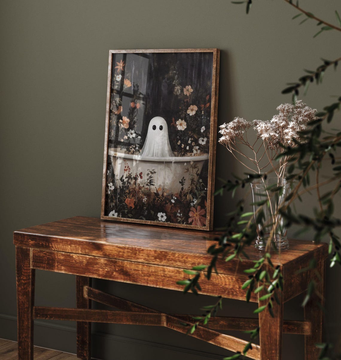 Whimsical Ghost in Bathtub, Vintage Halloween Poster - Image 3