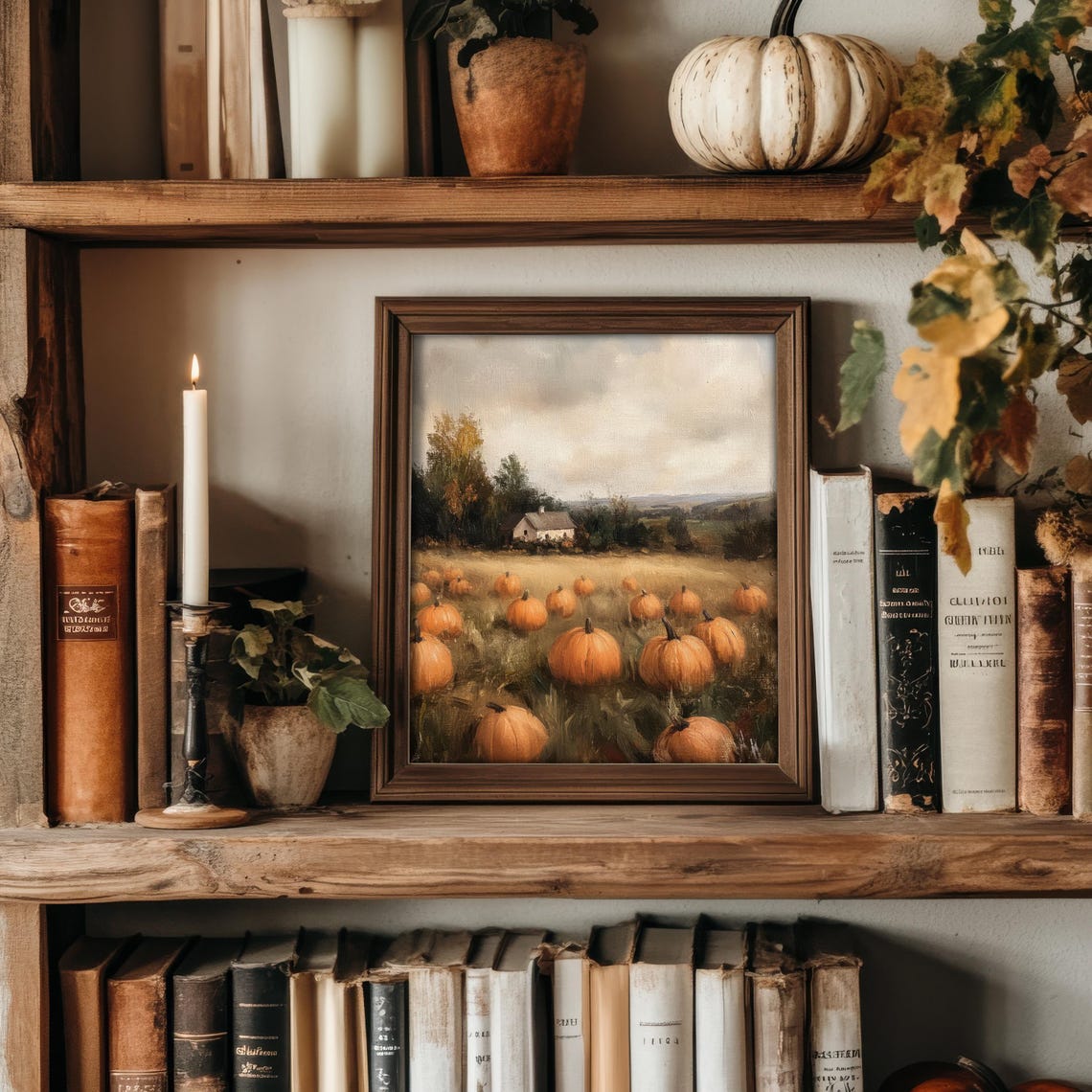 Pumpkin Patch, Muted Vintage Style Art Print - Image 2