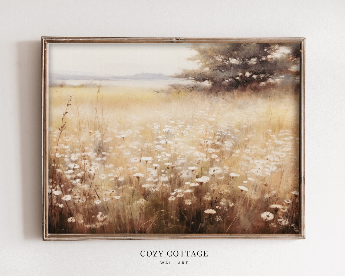 Summer Flower Meadow, Vintage Style Painting