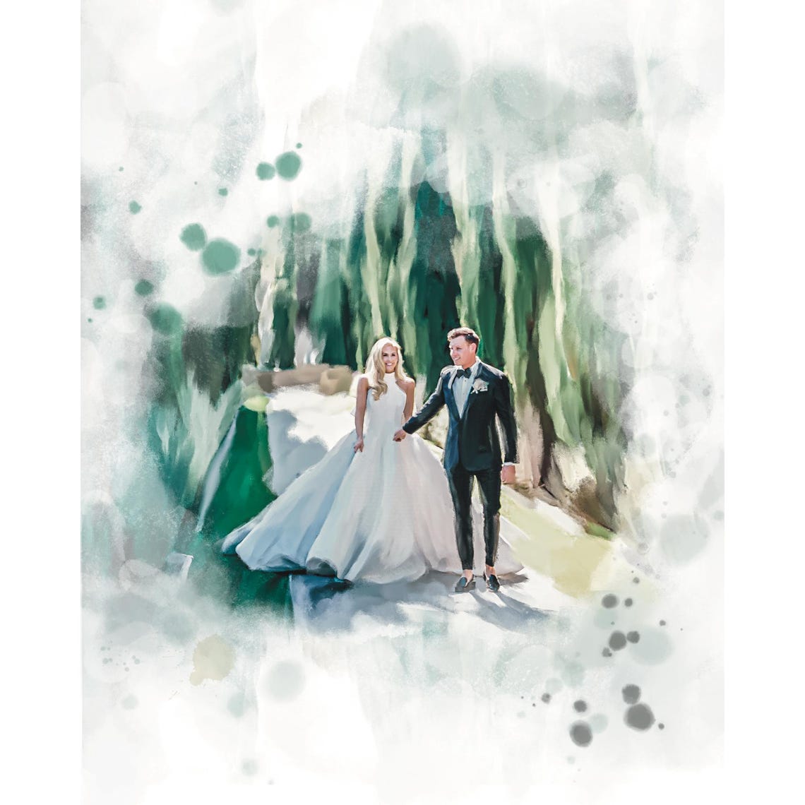 Custom Watercolor Couple Painting Romantic Embrace Warm Tones Gift Poster - Image 3