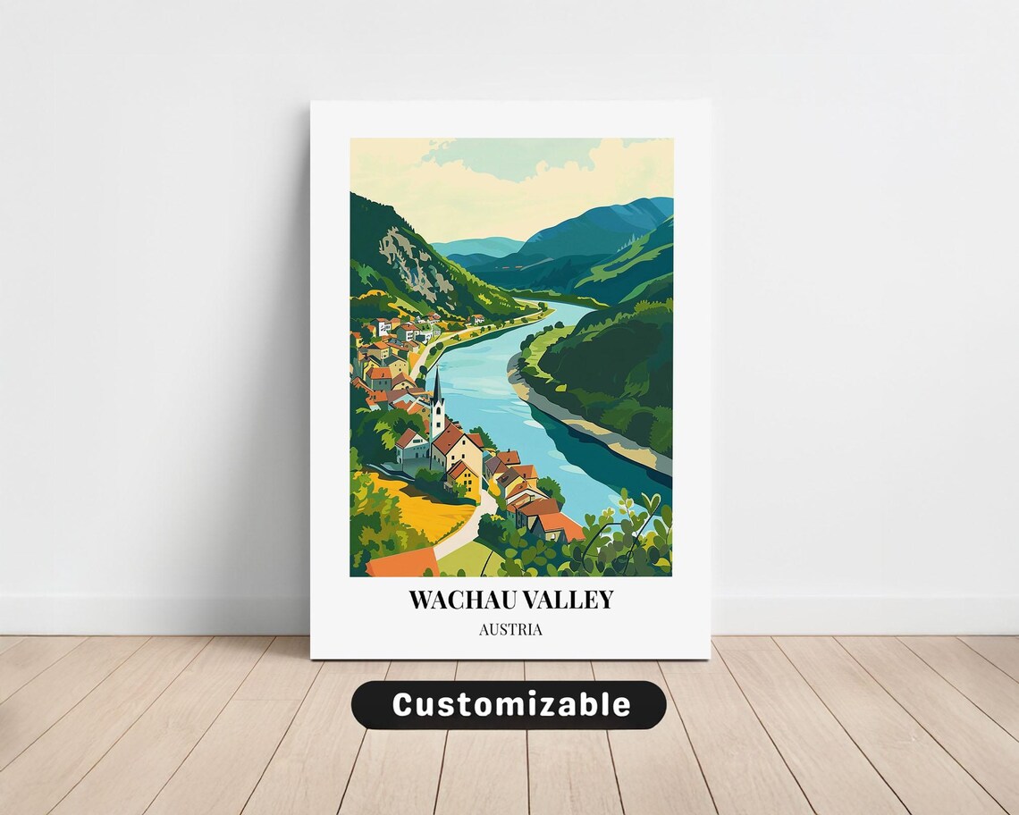 Wachau Valley Austria Danube River Bend Village Travel Poster