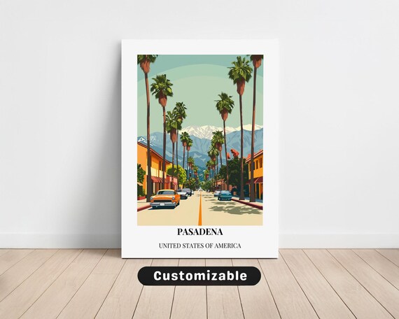 Pasadena Vintage Palm Street Travel Poster United States of America