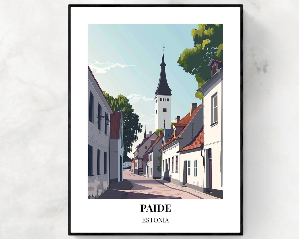 Paide Travel Print Wall Art Paide Estonia City Print Paide Travel Gift Paide City Poster Travel Gift Wedding Gift