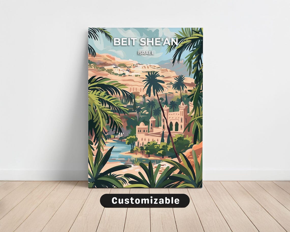 Beit She'an Israel Ancient Ruins Landmark Travel Destination Poster