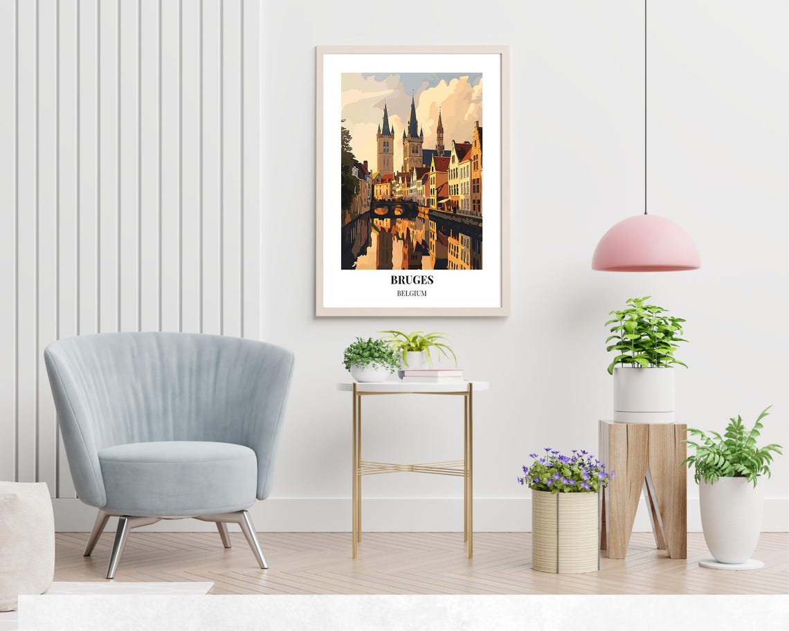 Bruges Travel Print Wall Art Bruges Belgium City Print Belfry Of Bruges Travel Gift Belfry Of Bruges Poster - Image 2