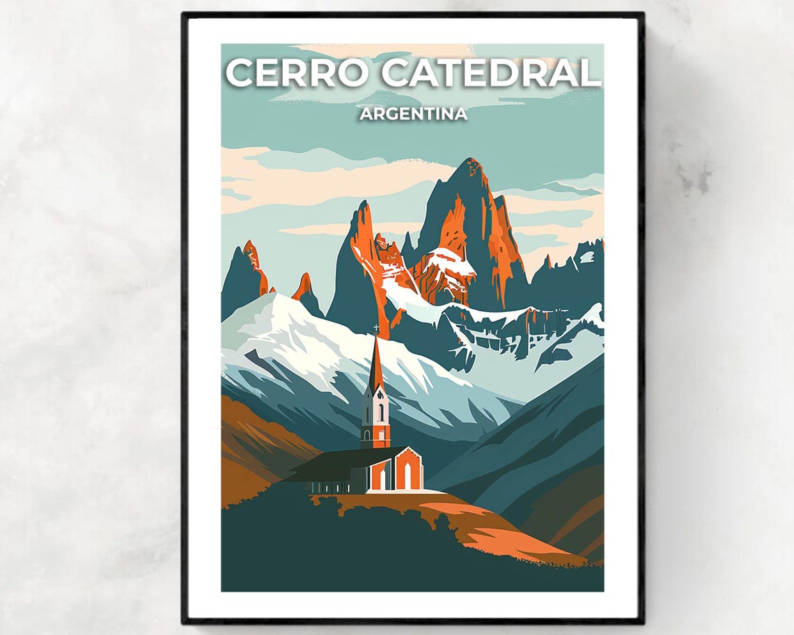 Cerro Catedral Argentina Travel Print Wall Art Cerro Catedral Argentina City Print Cerro Catedral Argentina Travel Gift Travel Gift