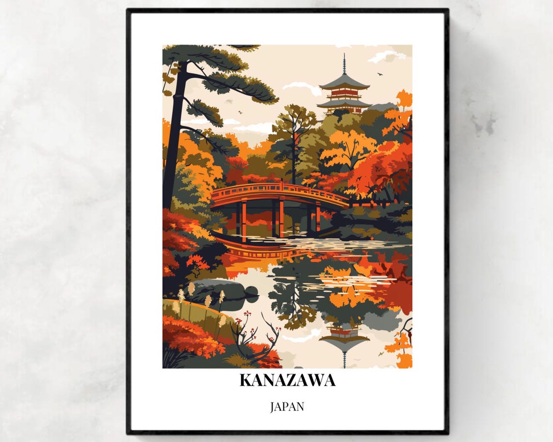 Kenrokuen Garden Travel Print Wall Art Kanazawa Japan City Print Kenrokuen Garden Travel Gift Kenrokuen Garden Poster