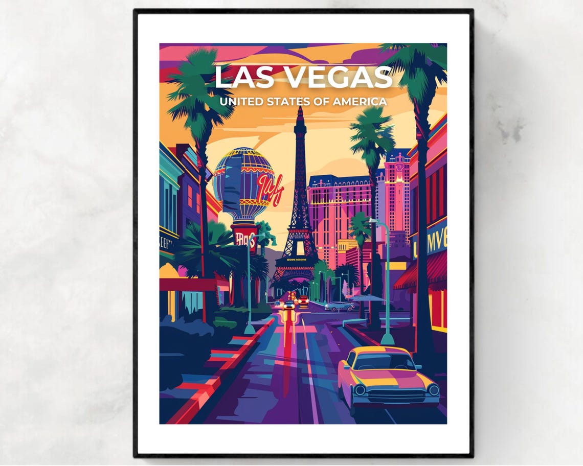 Las Vegas Travel Print Wall Art Las Vegas Nevada City Print Las Vegas Travel Gift Las Vegas City Poster Travel Gift