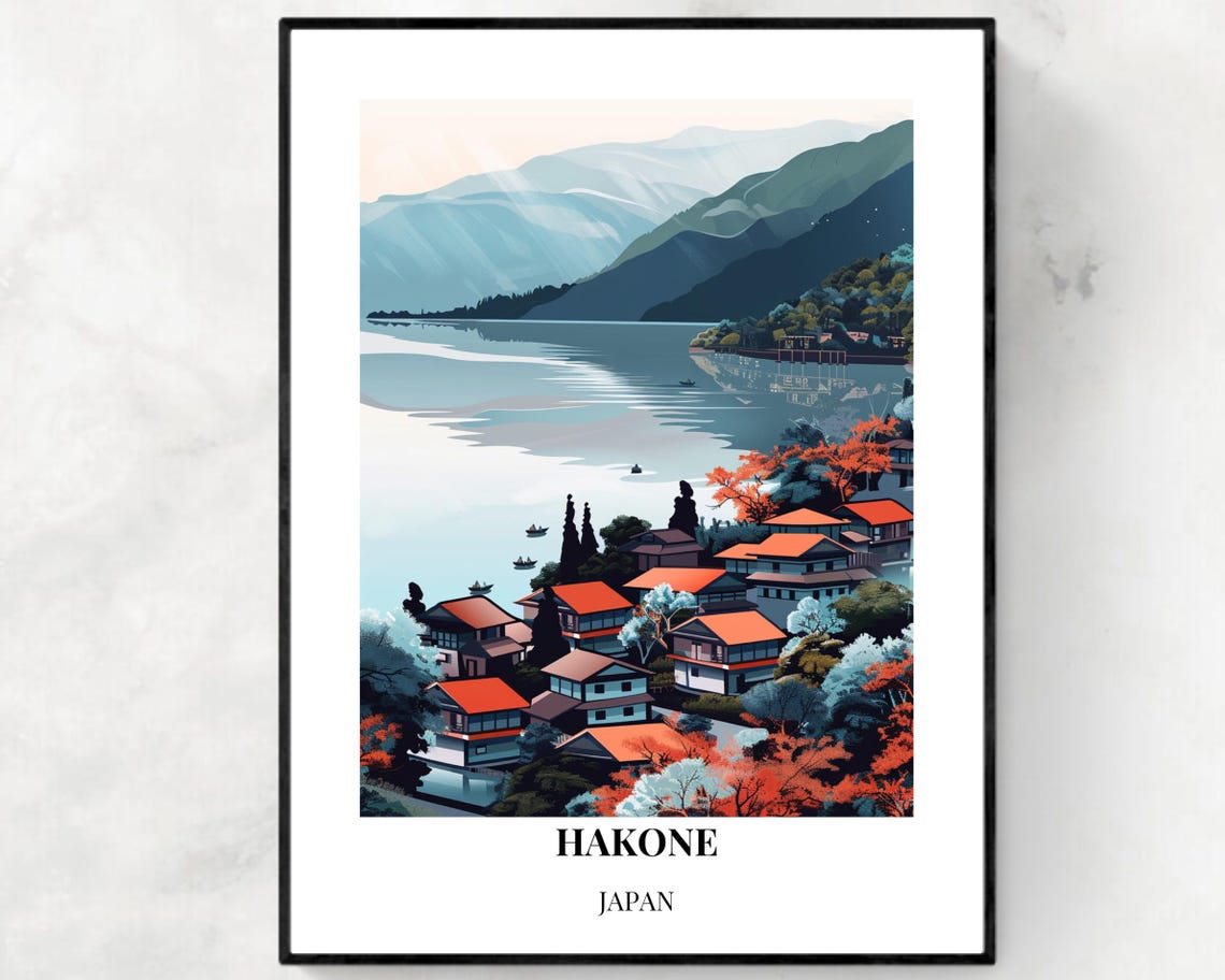 Lake Ashi Travel Print Wall Art Hakone Japan City Print Lake Ashi Travel Gift Lake Ashi Poster Travel Gift Wall Art
