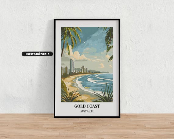 Gold Coast Australia Travel Poster Custom Wall Art