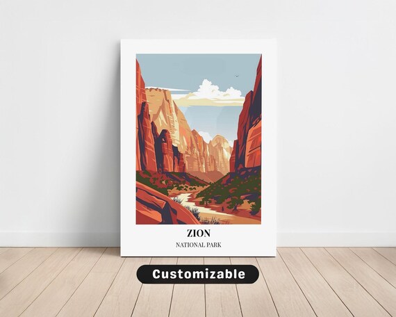 Zion National Park Desert Cliffs Valley View Classic Travel Poster