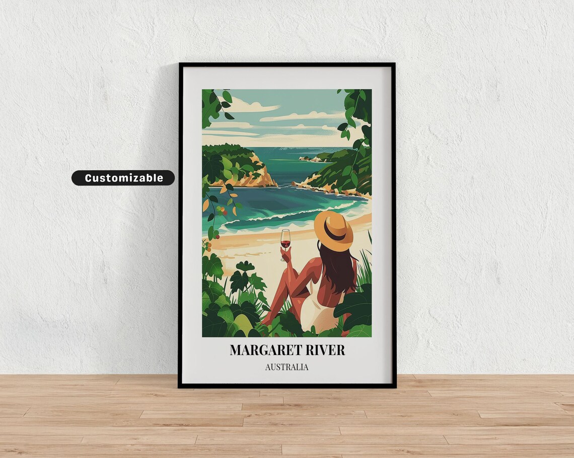 Margaret River Australia Beach Overlook Wine Coast Travel Poster