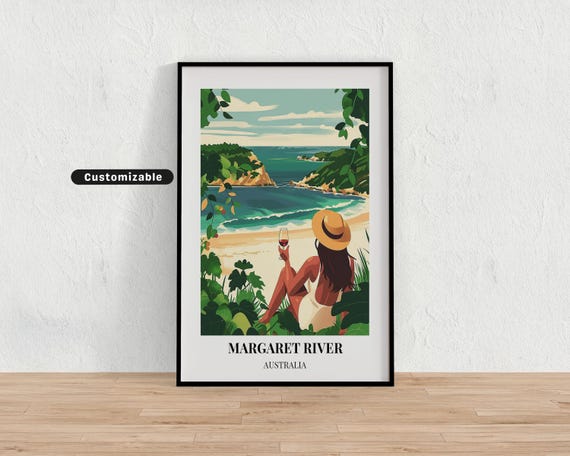 Margaret River Australia Travel Poster Custom Wall Art