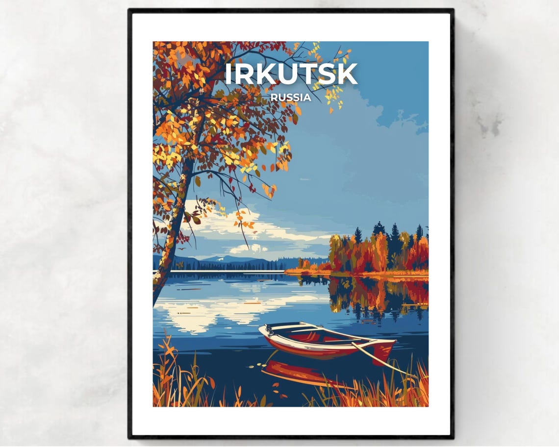 Lake Baikal Travel Print Wall Art Irkutsk Russia City Print Lake Baikal Travel Gift Lake Baikal Poster Travel Gift