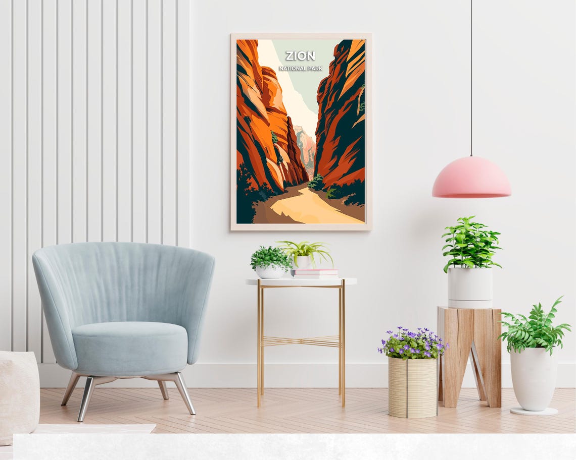 Zion National Park Travel Print Wall Art Zion National Park City Print Zion National Park Travel Gift Zion National Park Poster - Image 2