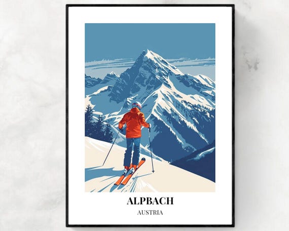 Alpbach Travel Print Alpbach Ski Poster Austria Ski Poster Alpbach Ski Resort Print