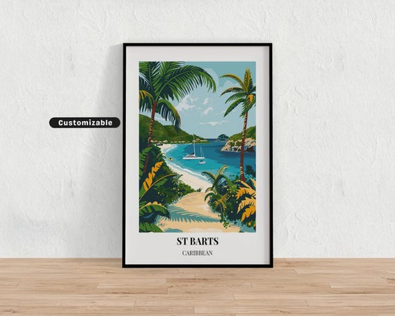 St Barts Caribbean Travel Poster Custom Wall Art