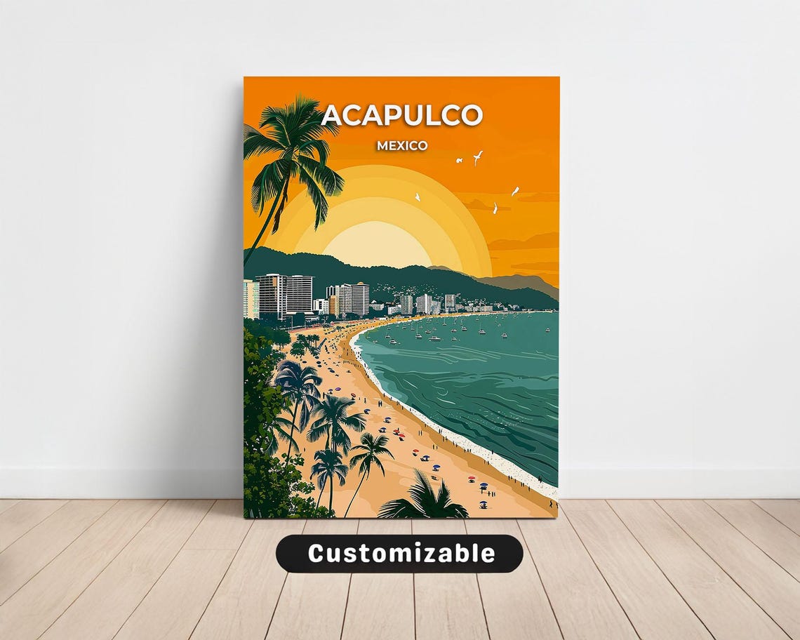 Acapulco Mexico Travel Canvas Poster Custom Wall Art