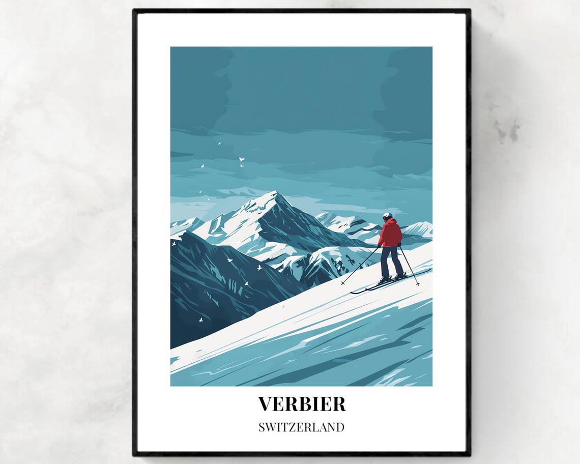 Verbier Switzerland Travel Print Wall Art Verbier Switzerland City Print Verbier Switzerland Travel Gift Verbier Switzerland Poster