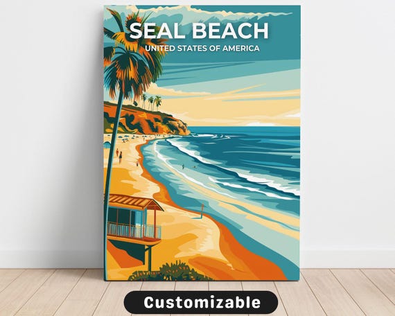 Seal Beach Usa Travel Canvas Poster Custom Wall Art