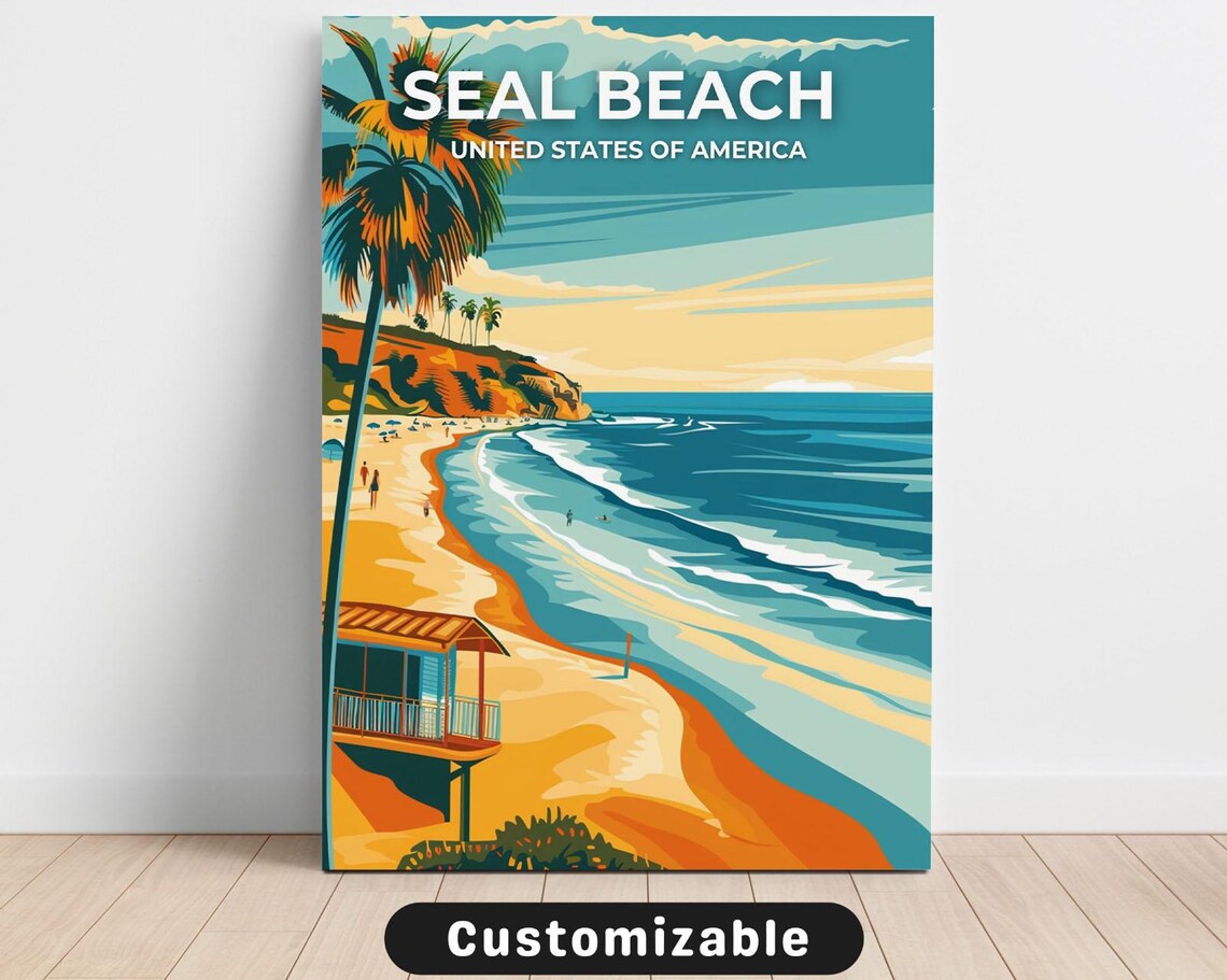 Seal Beach Usa Travel Canvas Poster Custom Wall Art