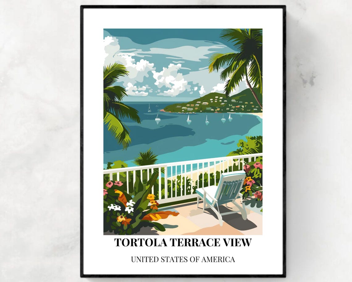 Tortola Travel Print Wall Art Tortola British Virgin Islands City Print Tortola Travel Gift Tortola City Poster