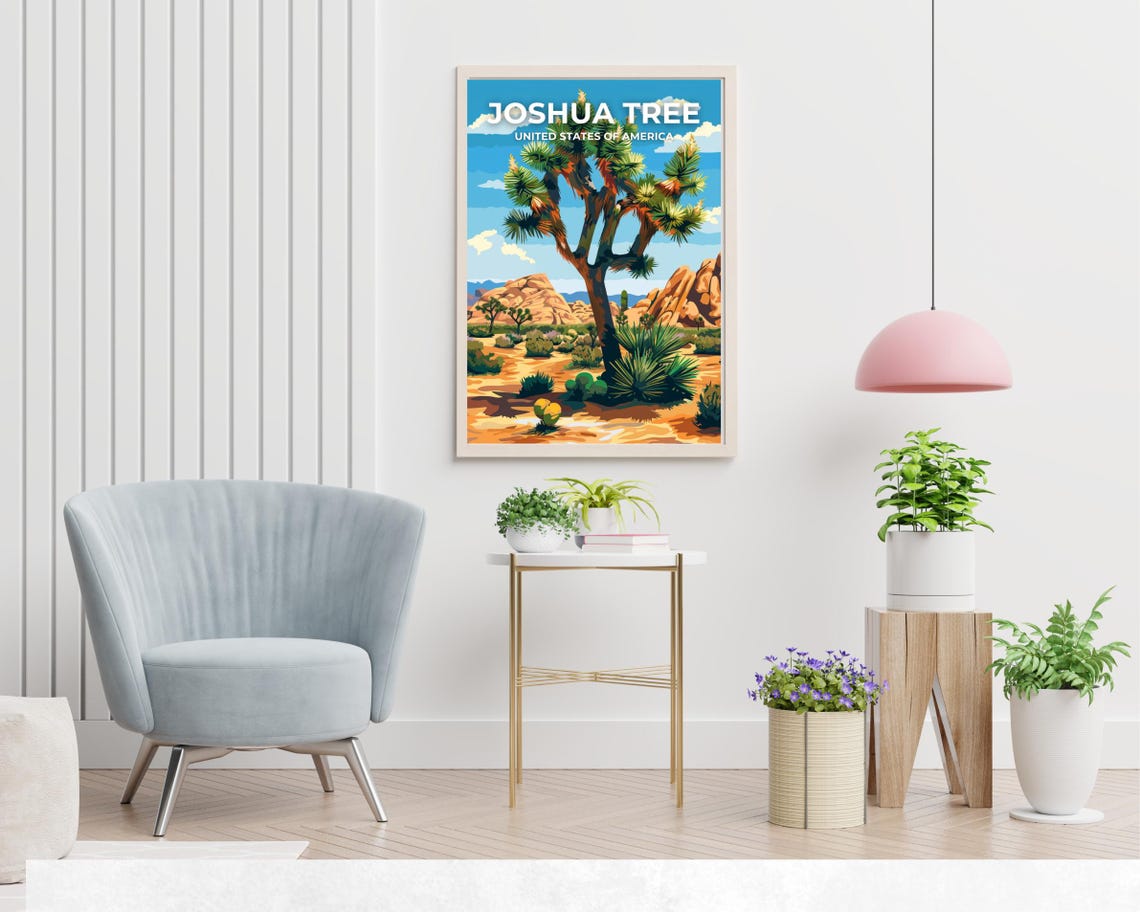 Joshua Tree Desert Sunset Full Bleed Top Text Scenic Travel Poster - Image 2