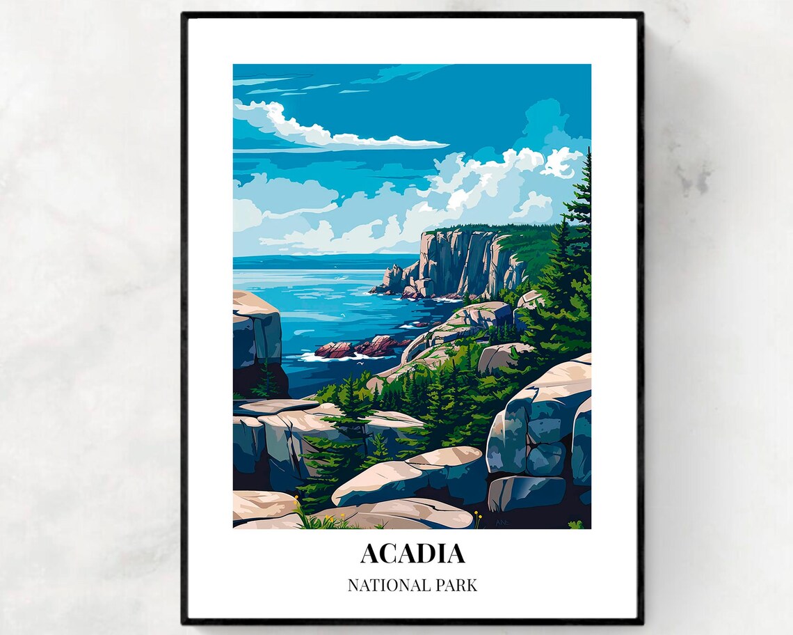 Acadia National Park Travel Print Wall Art Acadia National Park City Print Acadia National Park Travel Gift Acadia