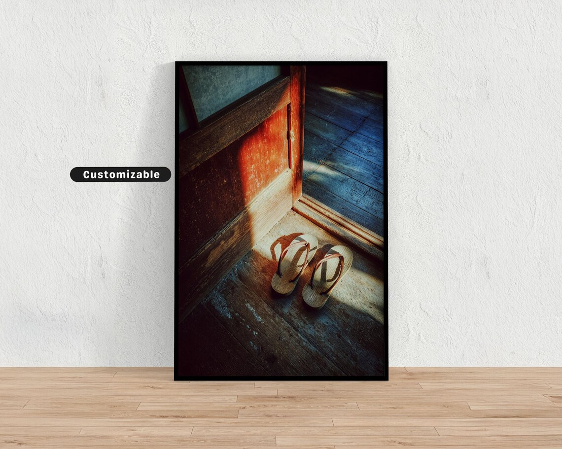 Wooden Geta Sandals by Old Sliding Door Morning Light Photo Poster