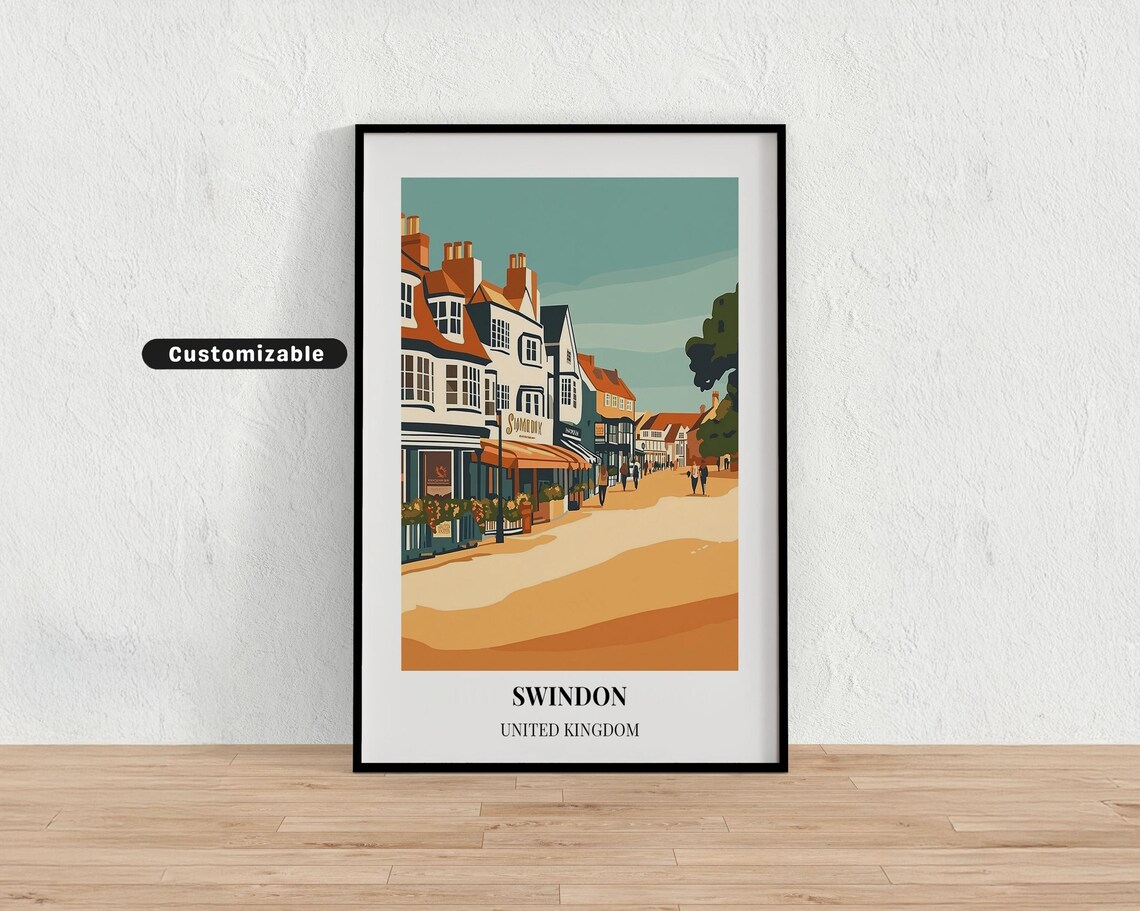 Swindon United Kingdom Shopping Street Historic Town Travel Poster