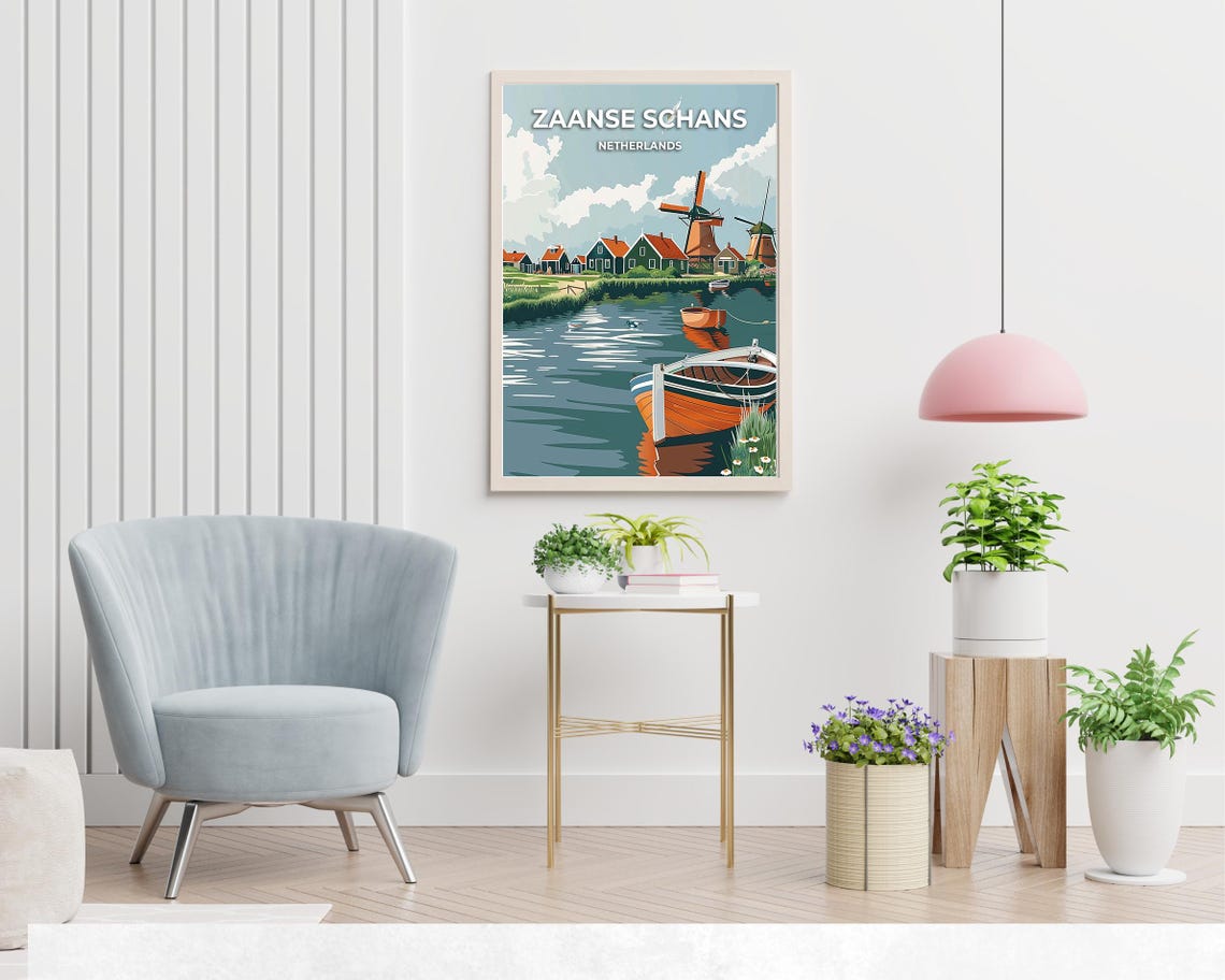 Traditional Dutch Village Travel Print Wall Art Zaanse Schans Netherlands City Print Traditional Dutch Village Travel Gift Travel Gift - Image 2